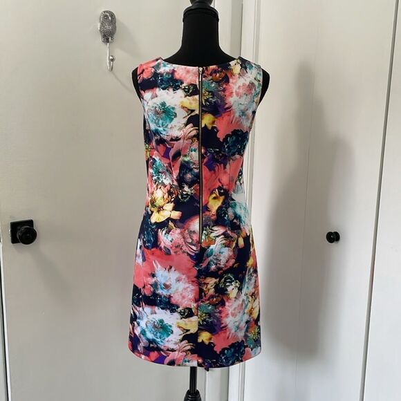 Worthington Womens Vibrant Colorful Flower Sheath Zip Back Sleeveless Dress Sz S - Picture 4 of 9